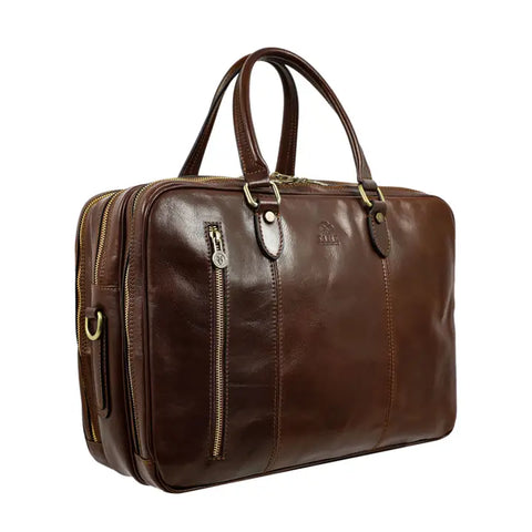 Leather Convertible Briefcase, Backpack - A Farewell To Arms Brown