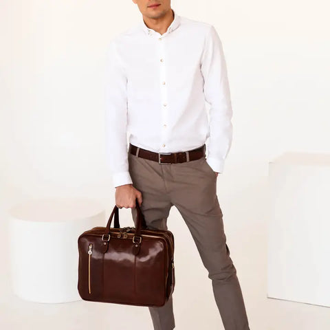 Leather Convertible Briefcase, Backpack - A Farewell To Arms Brown