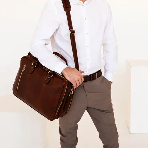 Leather Convertible Briefcase, Backpack - A Farewell To Arms Brown