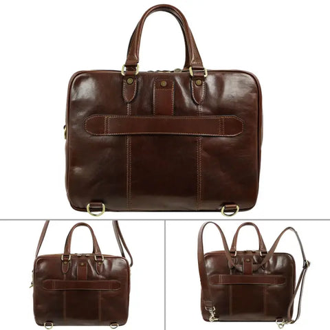 Leather Convertible Briefcase, Backpack - A Farewell To Arms Brown