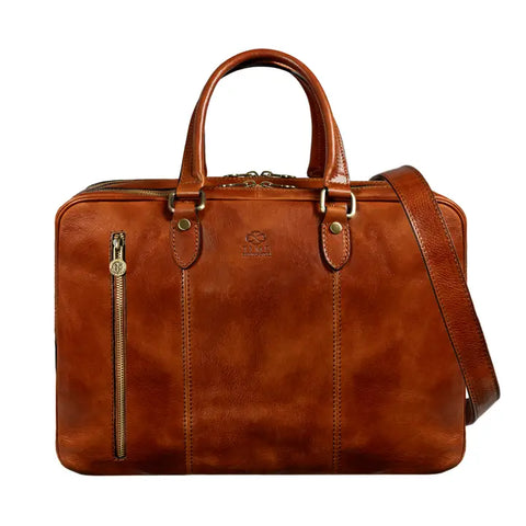 Leather Convertible Briefcase, Backpack - A Farewell To Arms Cognac Brown