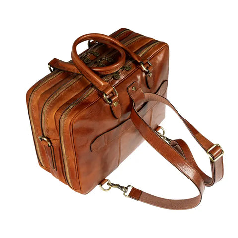 Leather Convertible Briefcase, Backpack - A Farewell To Arms Cognac Brown