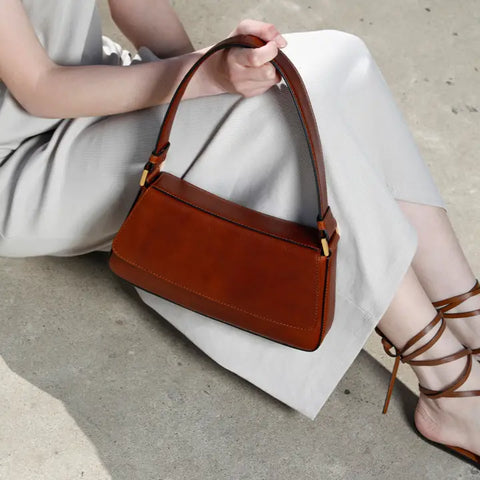 Leather Handbag - Bright Lights, Big City Brown
