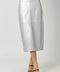 Leather Midi Skirt - Silver