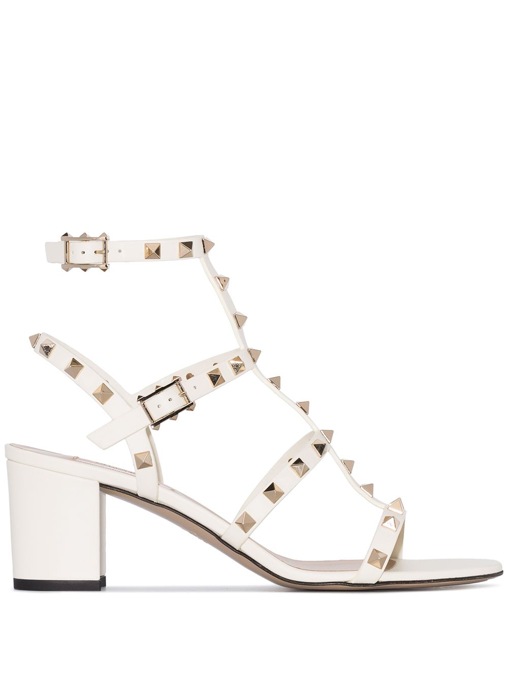Leather Rockstud 60mm Block Heel Summer Comfort Sandals