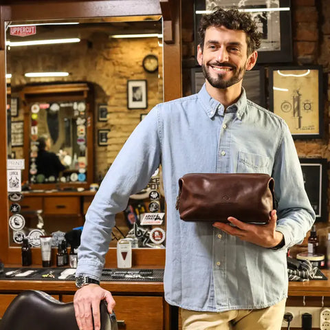 Leather Toiletry Bag - Four Past Midnight Brown
