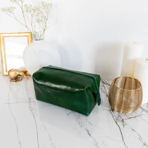 Leather Toiletry Bag - Four Past Midnight Green