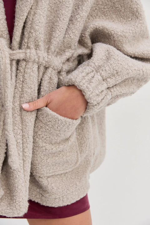 Lenny Drawstring Waist Hooded Bouclé Jacket