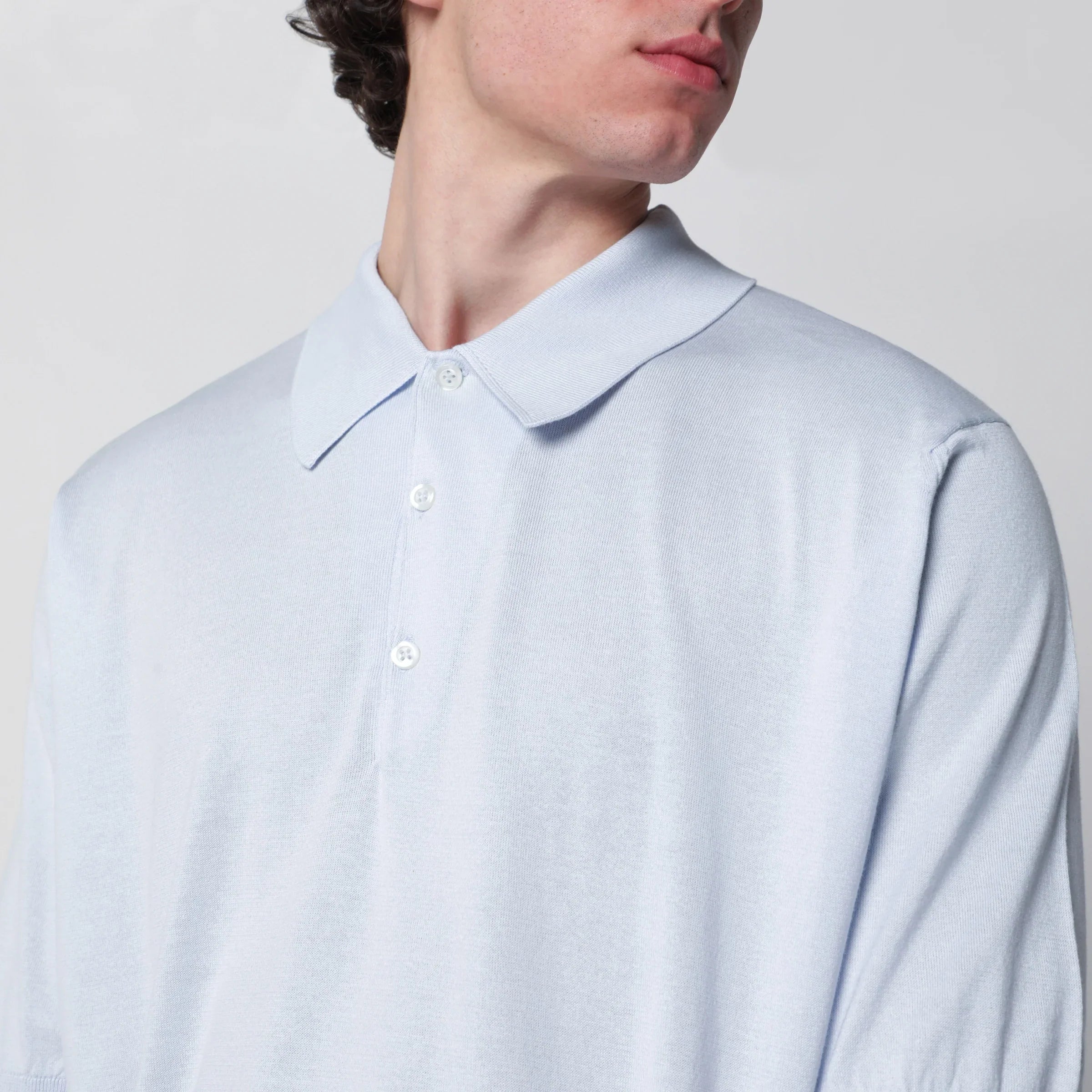 Light Blue Cotton Polo Shirt for Summer Comfort
