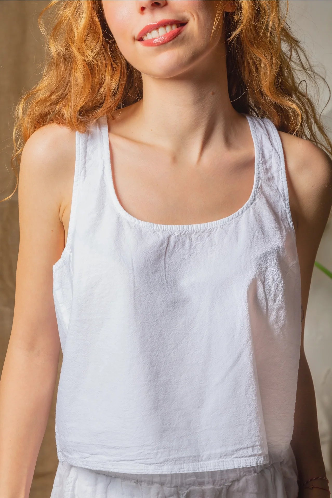 Linen Cross Back Tank Top