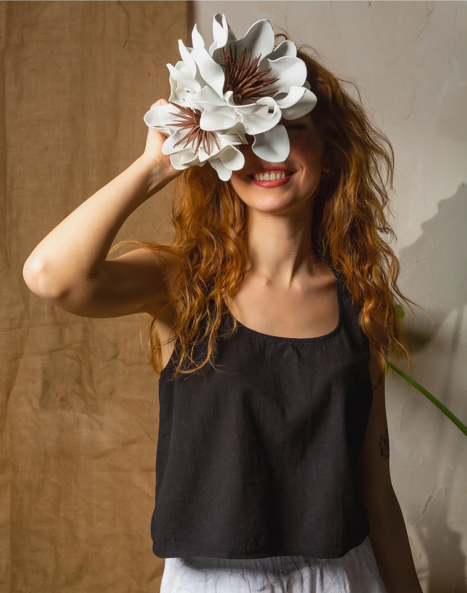 Linen Cross Back Tank Top