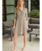 Mid-Length Linen Button-Down Dress in Mocha