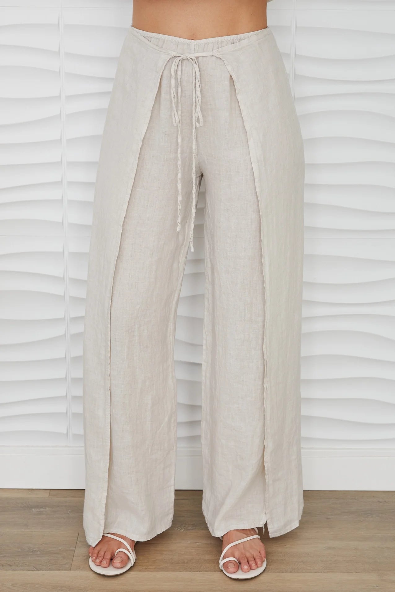 Linen Pants with Side Panel