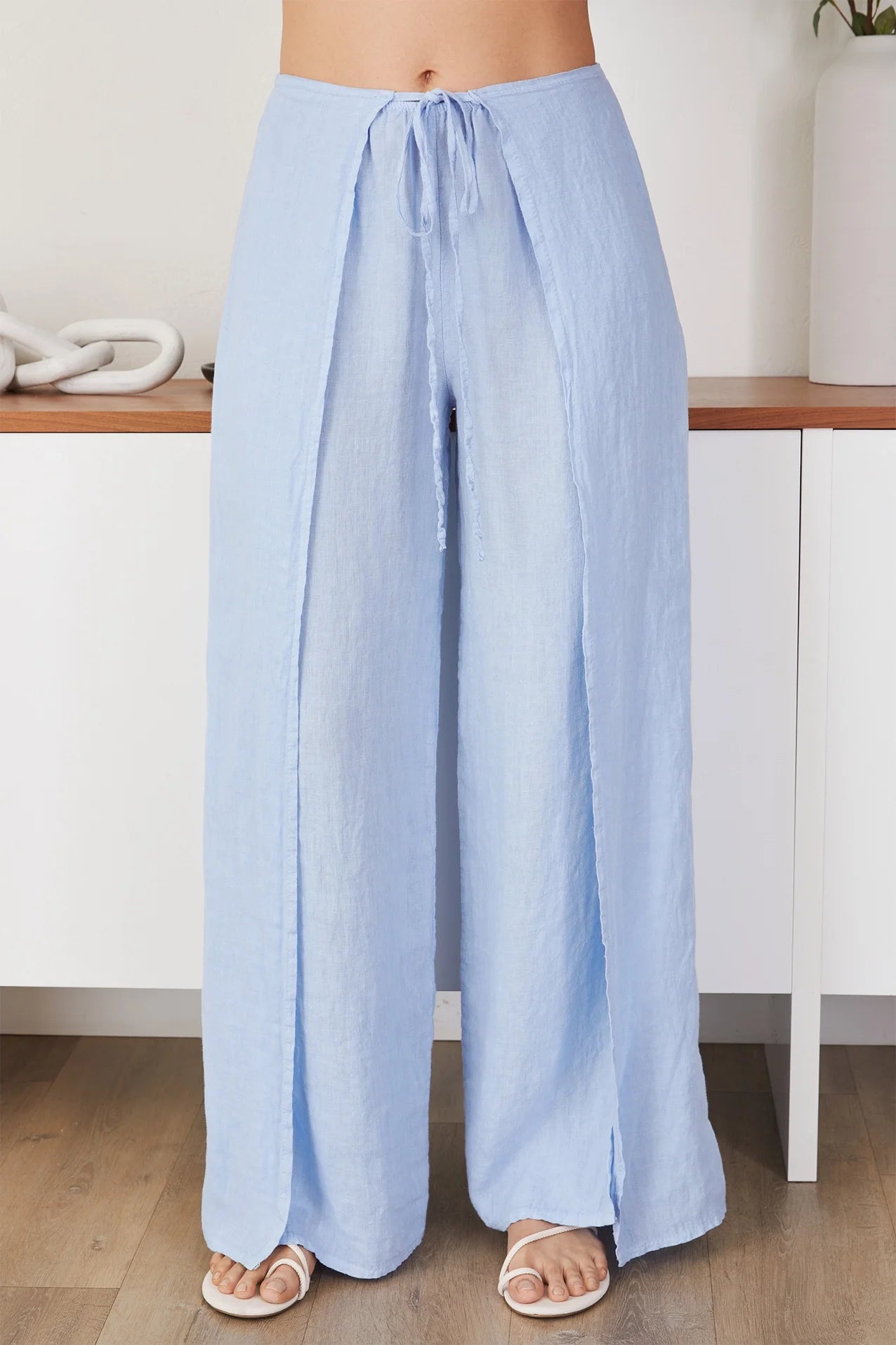 Linen Pants with Side Panel