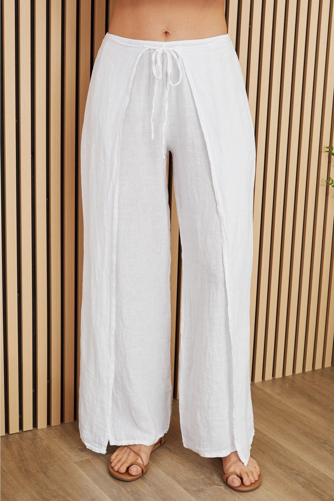 Linen Pants with Side Panel