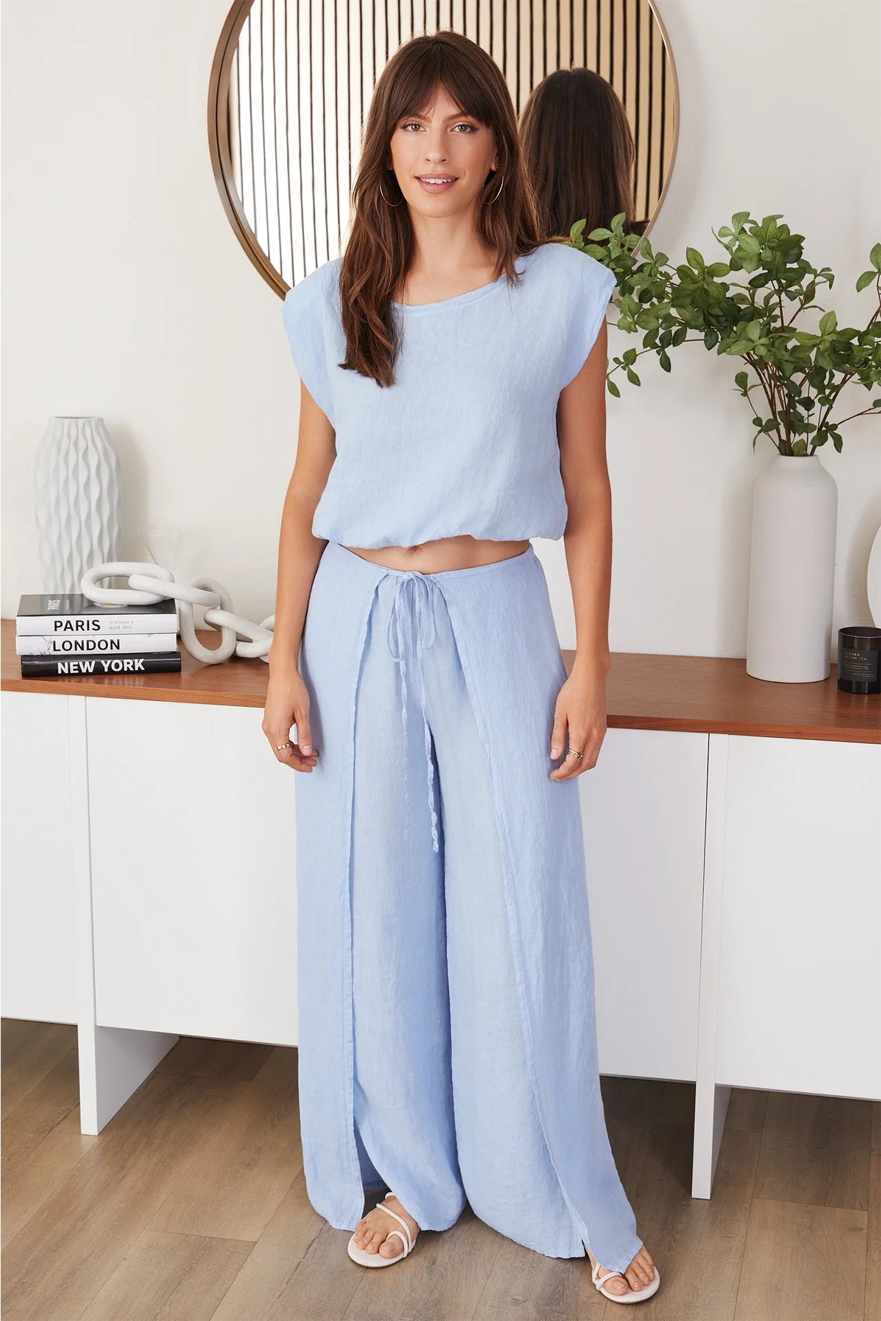 Linen Pants with Side Panel