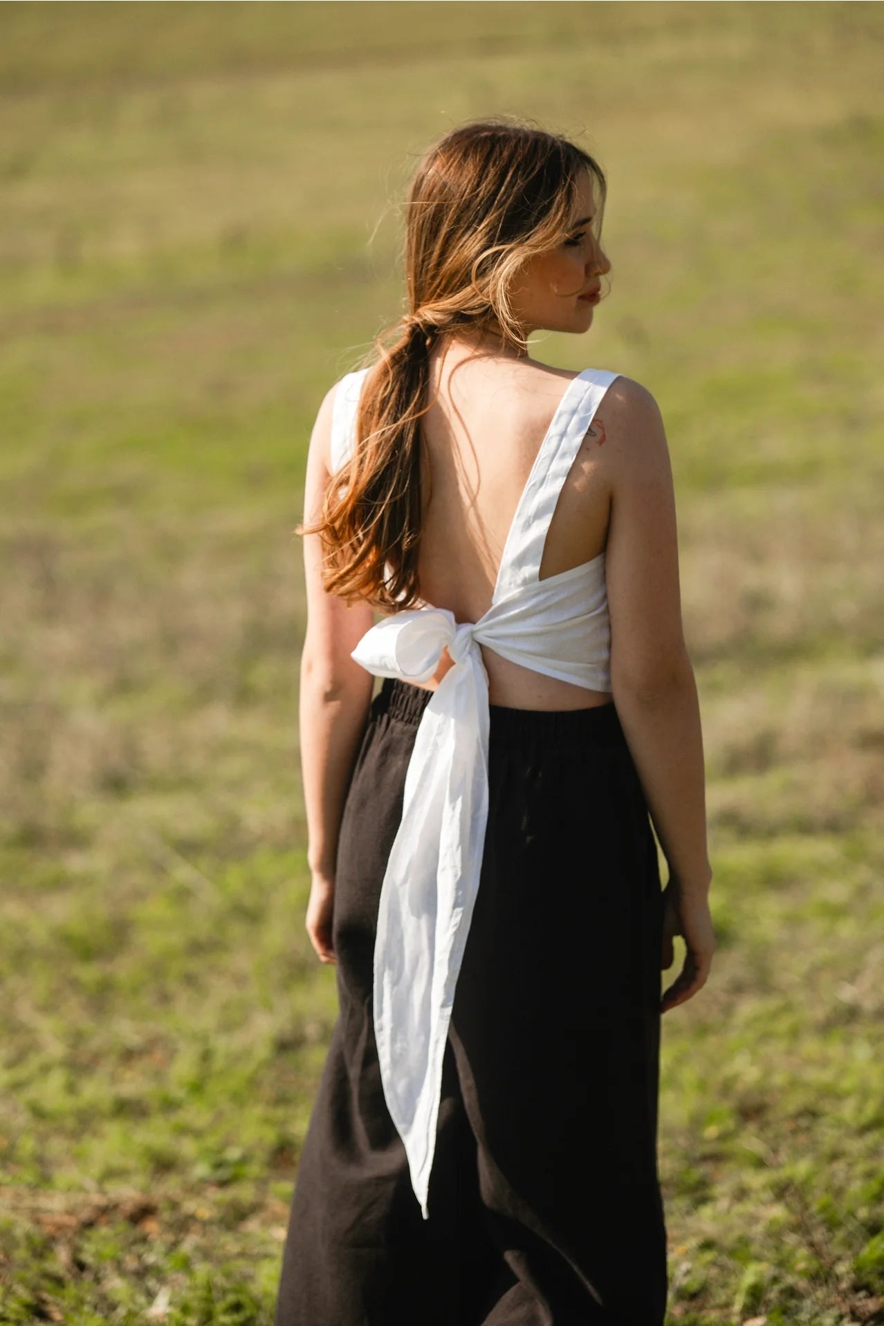 Linen Tie Back Top