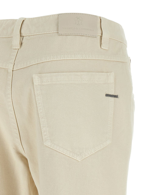 Brunello Cucinelli Beige Shiny Tab Jeans