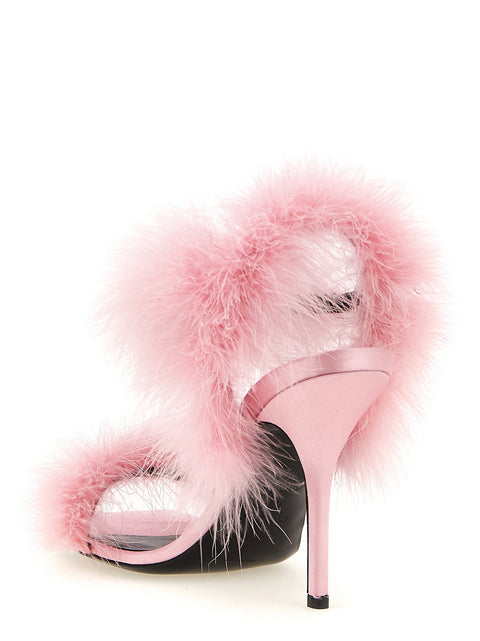 Moschino Satin Sandals And Feathers