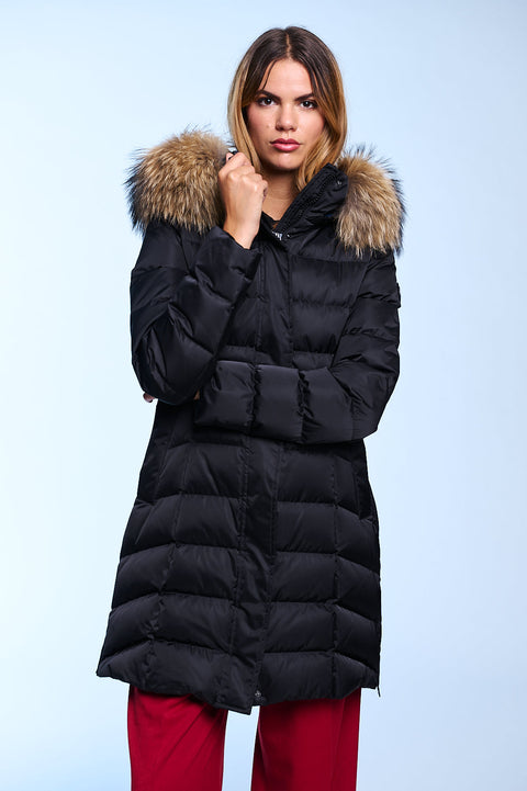 Manhattan-I Slim Fit Long Down Jacket With Detachable Hood
