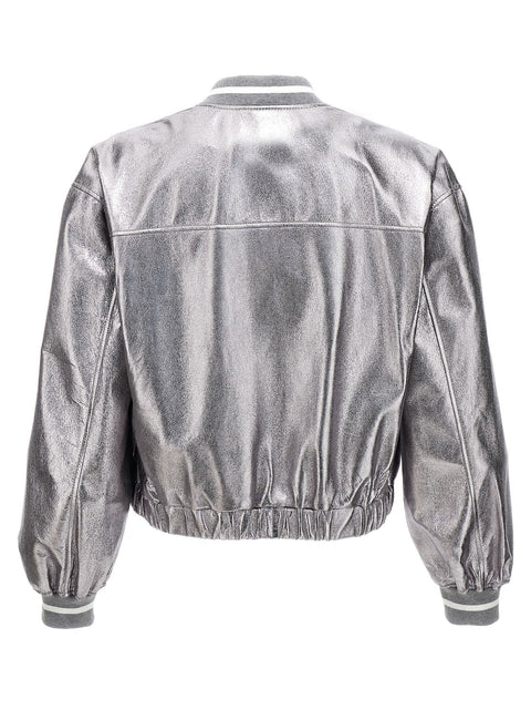 Brunello Cucinelli Laminated Leather Bomber Jacket