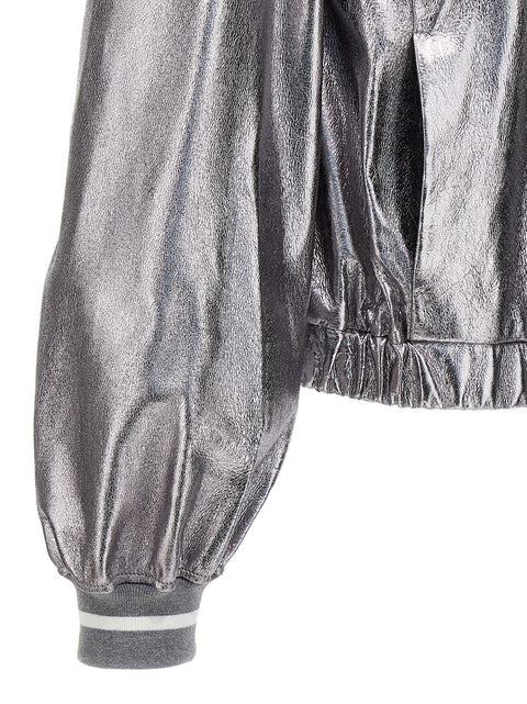 Brunello Cucinelli Laminated Leather Bomber Jacket