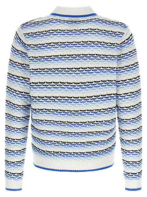 Casablanca Tuck Stitch Long Sleeve Polo Shirt