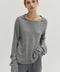 Maline Cashmere Softened Collared Sweater Top H.GREY