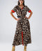 Maxi Leopard Button-Down Dress with Red Details
