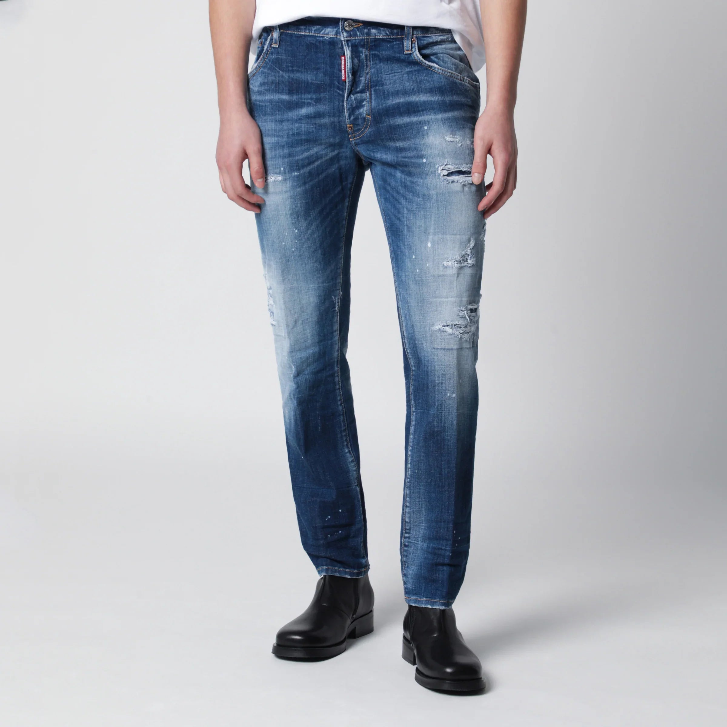 Medium Blue Cotton Stretch Skater Jeans for Comfort