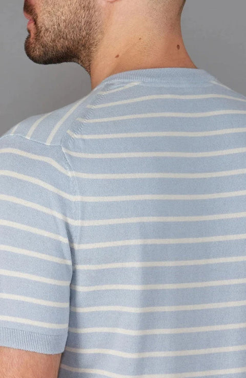 Mens 100% Ultra-Fine Cotton Knitted Pin Stripe T-Shirt