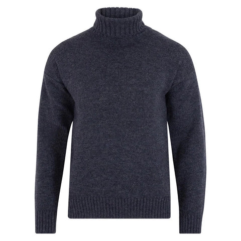 Mens British Wool Submariner Roll Neck Jumper Charcoal