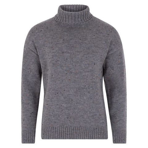 Mens British Wool Submariner Roll Neck Jumper Dark Grey Nepp