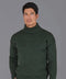 Mens British Wool Submariner Roll Neck Jumper  Loden Green