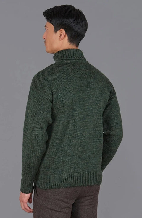 Mens British Wool Submariner Roll Neck Jumper  Loden Green