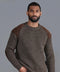 Mens Chunky British Wool Ribbed Shooting Jumper Brown