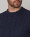 Mens Chunky Merino Wool Cable Jumper Navy