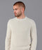 Mens Cotton Fisherman Rib Knit Jumper Ecru