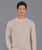 Mens Cotton Fisherman Rib Knit Jumper Linen