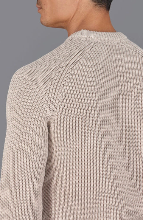Mens Cotton Fisherman Rib Knit Jumper Linen