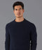 Mens Cotton Fisherman Rib Knit Jumper Navy