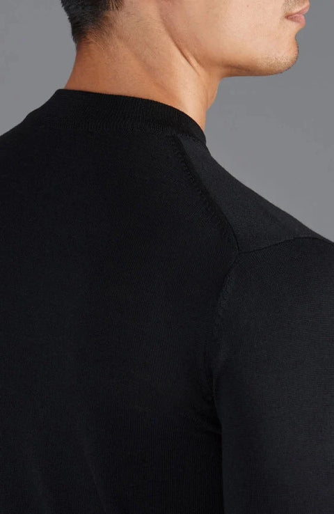 Mens Extra Fine Merino Narrow Mock Turtleneck Jumper Black