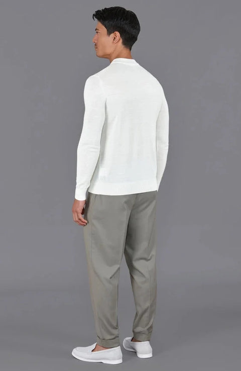 Mens Extra Fine Merino Narrow Mock Turtleneck Jumper White