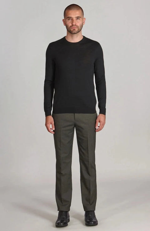 Mens Extra Fine Merino Wool Crew Neck Jumper Black