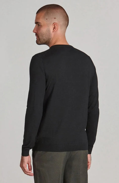 Mens Extra Fine Merino Wool Crew Neck Jumper Black