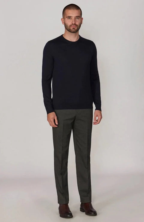 Mens Extra Fine Merino Wool Crew Neck Jumper Navy