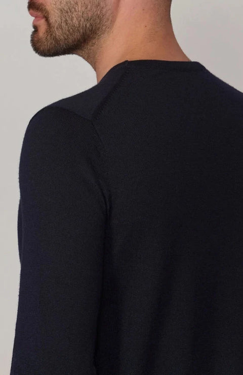 Mens Extra Fine Merino Wool Crew Neck Jumper Navy