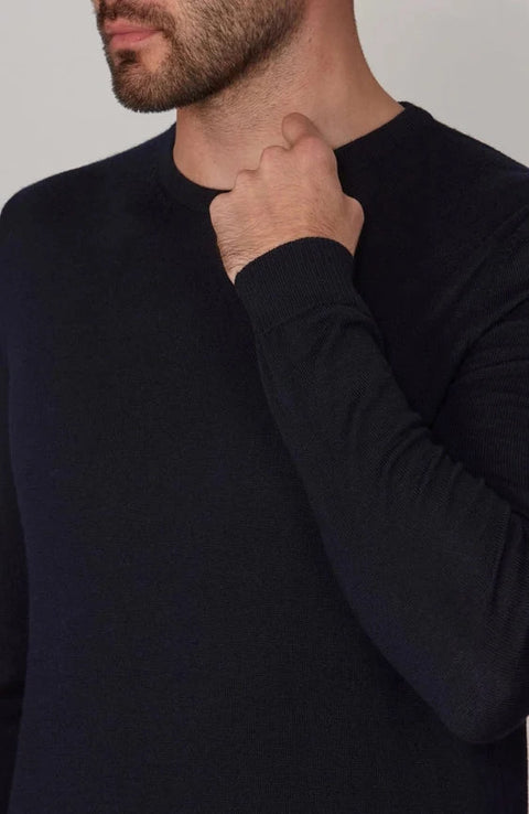 Mens Extra Fine Merino Wool Crew Neck Jumper Navy