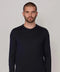 Mens Extra Fine Merino Wool Crew Neck Jumper Navy
