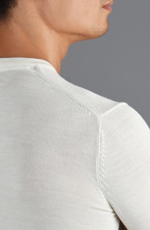 Mens Extra Fine Merino Wool Crew Neck Jumper White